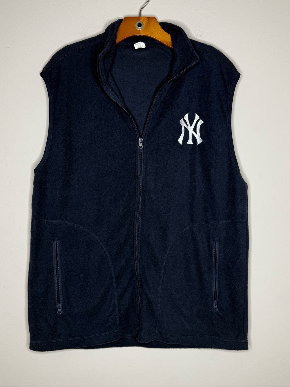 New York Yankees Fleece Vest Men’s XL blue logo full zip baseball MLB